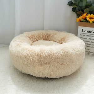 Open image in slideshow, Pet Dog Bed Warm Fleece Round Dog Kennel House Long Plush Winter Pets Dog Beds For Medium Large Dogs Cats Soft Sofa Cushion Mats
